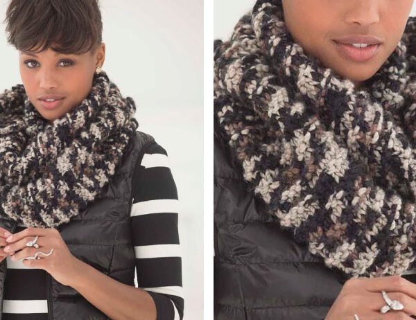 Camo Extra Cozy Knit Cowl [FREE Knitting Pattern] | theknittingspace.com