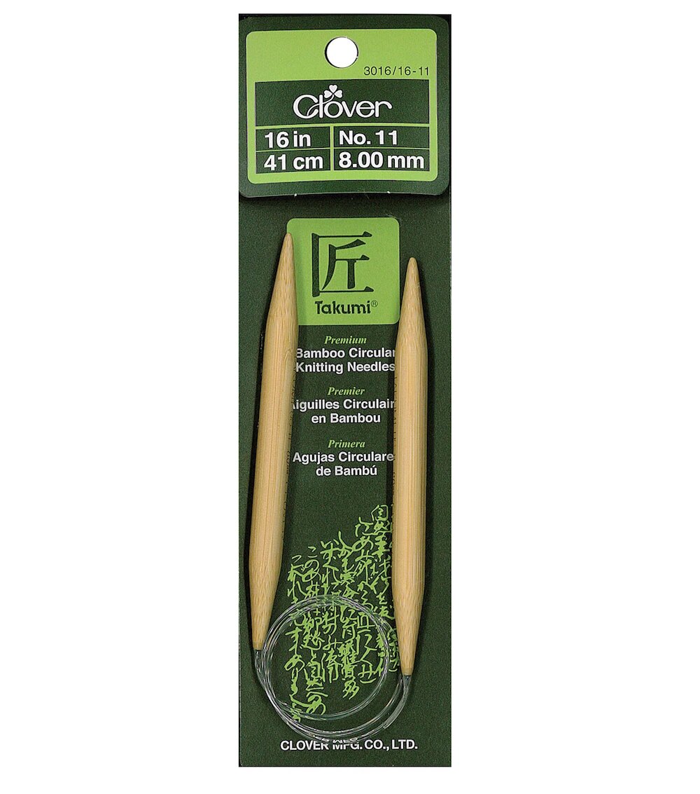 Clover brand circular bamboo knitting needles in its packaging
