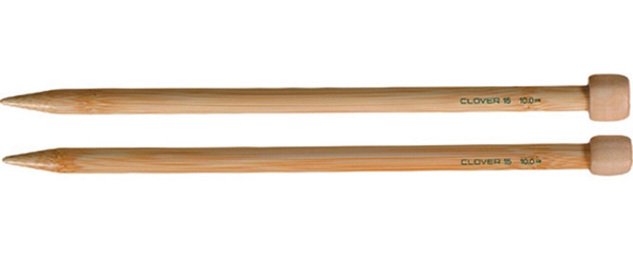 A pair of straight bamboo knitting needles