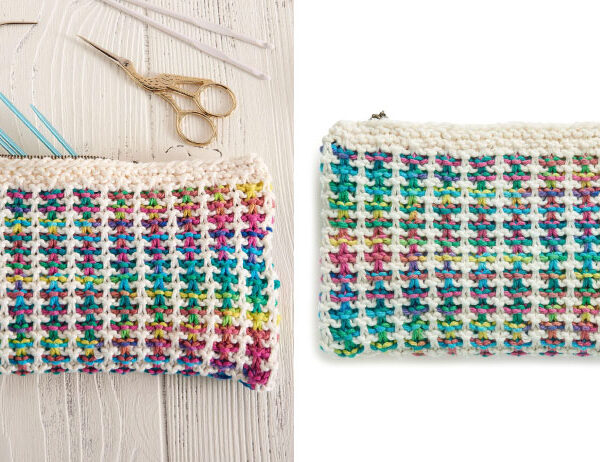Colorful Twist Knit Rectangular Case [FREE Knitting Pattern] | learnknittingonline.com