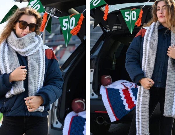 Varsity Knit Scarf [FREE Knitting Pattern] | learnknittingonline.com